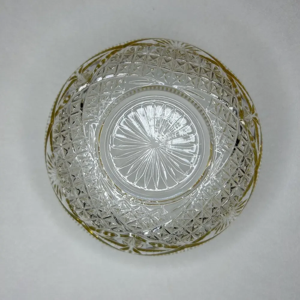 Vintage Italian Blown Crystal Dessert Bowls 24K Gold Trim - Set of 3
